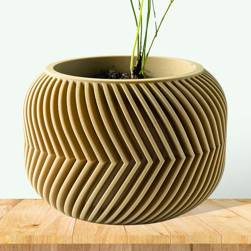 Indoor Plant Pot - The Ervon with Drainage Tray | Unique 3D Printed Decor, Eco-Friendly, Made in the USA | For Succulents, Herbs & Indoor Plants