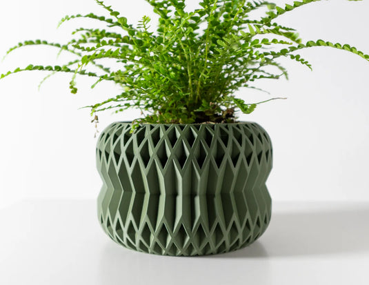 The Rydan Planter Pot with Drainage Tray | Modern and Unique Home Decor for Plants and Succulents