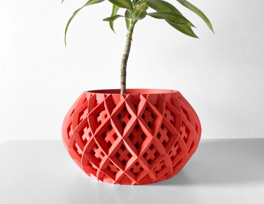 The Rokio Planter Pot with Drainage Tray | Modern and Unique Home Decor for Plants and Succulents