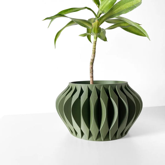 The Sevi Planter Pot with Drainage Tray | Modern and Unique Home Decor for Plants and Succulents