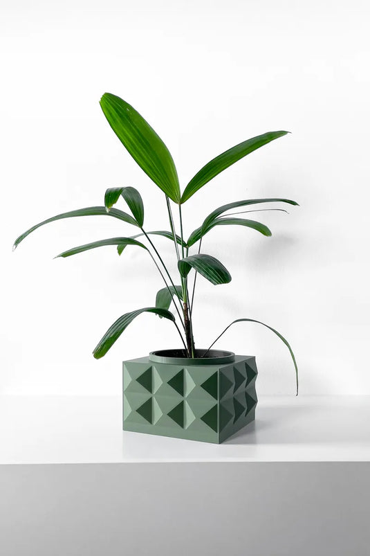The Eldan Planter Pot with Drainage Tray | Modern and Unique Home Decor for Plants and Succulents