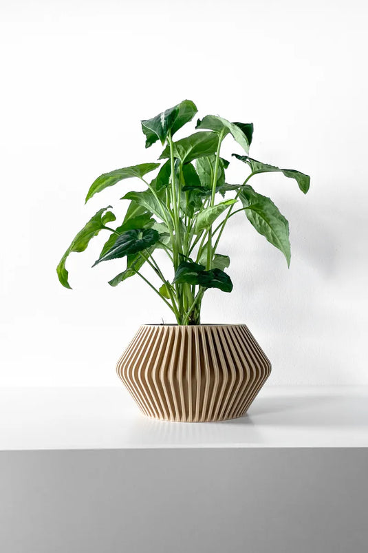 The Hendro Planter Pot with Drainage Tray | Modern and Unique Home Decor for Plants and Succulents