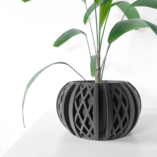 The Quivon Planter Pot with Drainage Tray | Modern and Unique Home Decor for Plants and Succulents