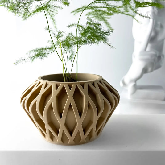 The Suvan Planter Pot with Drainage Tray | Modern and Unique Home Decor for Plants and Succulents