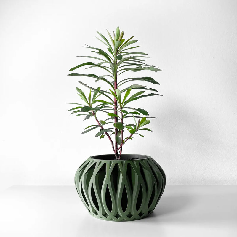 Load image into Gallery viewer, The Serik Planter Pot with Drainage Tray | Modern and Unique Home Decor for Plants and Succulents
