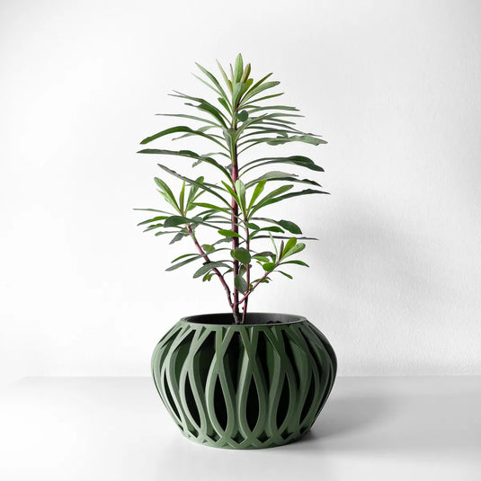 The Serik Planter Pot with Drainage Tray | Modern and Unique Home Decor for Plants and Succulents