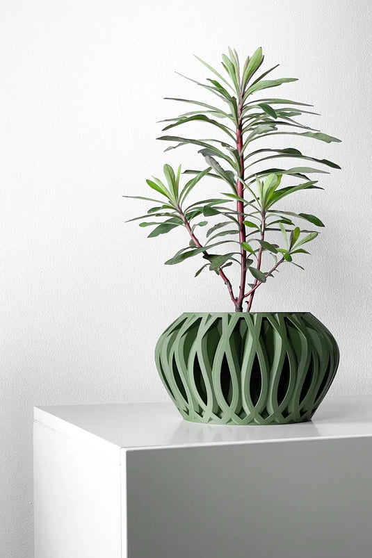 The Serik Planter Pot with Drainage Tray | Modern and Unique Home Decor for Plants and Succulents