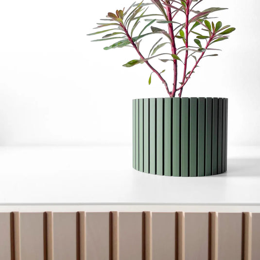 The Zelno Planter Pot with Drainage Tray | Modern and Unique Home Decor for Plants and Succulents
