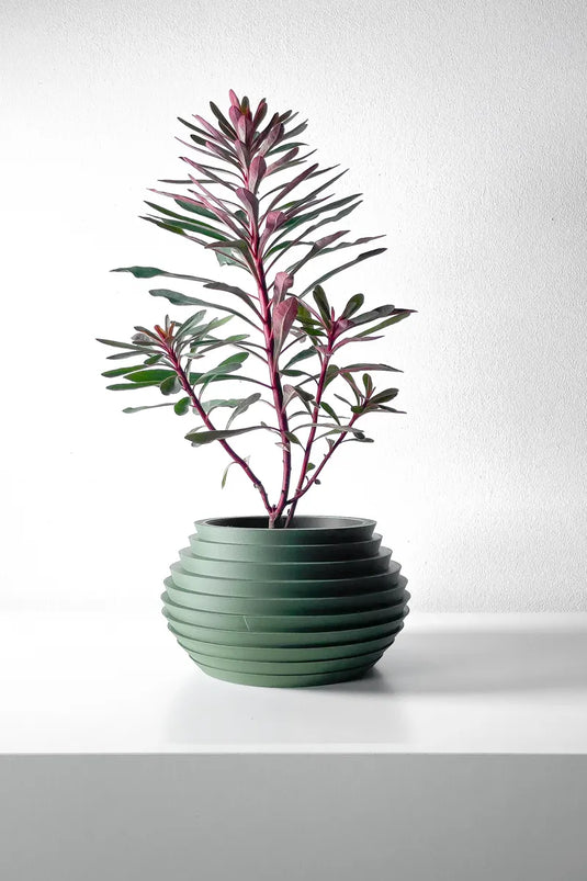 The Harno Planter Pot with Drainage Tray | Modern and Unique Home Decor for Plants and Succulents