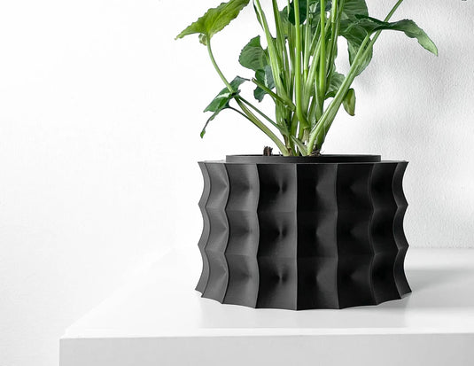The Kivern Planter Pot with Drainage Tray | Modern and Unique Home Decor for Plants and Succulents