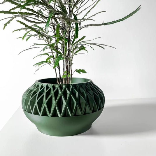 The Ersos Planter Pot with Drainage Tray | Modern and Unique Home Decor for Plants and Succulents