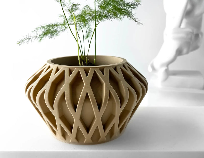 Load image into Gallery viewer, The Suvan Planter Pot with Drainage Tray | Modern and Unique Home Decor for Plants and Succulents
