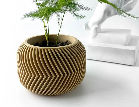 The Ervon Planter Pot with Drainage Tray | Modern and Unique Home Decor for Plants and Succulents