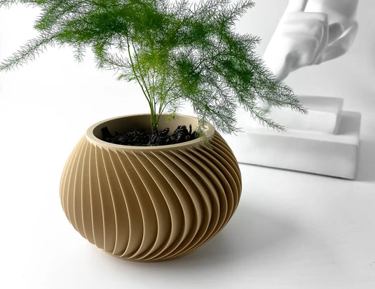 The Caleth Planter Pot with Drainage Tray | Modern and Unique Home Decor for Plants and Succulents